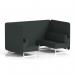 Brixworth 4 Seater Bench Booth With White Legs In Rivet Fabric - Charcoal Panels And Sofa SF004025