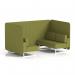 Brixworth 4 Seater Bench Booth With White Legs In Rivet Fabric - Olive Panels And Sofa SF004027