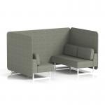 Brixworth 4 Seater Bench Booth With White Legs In Rivet Fabric - Vitreous Panels And Sofa SF004029