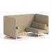 Brixworth 4 Seater Bench Booth With White Legs In Main Line Flax Fabric - Upminster Panels And Sofa SF004040