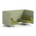 Brixworth 4 Seater Bench Booth With White Legs In Rivet Fabric - Burnish Panels And Olive Sofa SF004054