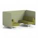 Brixworth 4 Seater Bench Booth With White Legs In Rivet Fabric - Burnish Panels And Olive Sofa SF004054