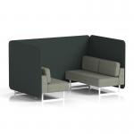 Brixworth 4 Seater Bench Booth With White Legs In Rivet Fabric - Charcoal Panels And Vitreous Sofa SF004055