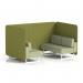 Brixworth 4 Seater Bench Booth With White Legs In Rivet Fabric - Olive Panels And Burnish Sofa SF004057