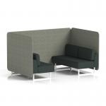Brixworth 4 Seater Bench Booth With White Legs In Rivet Fabric - Vitreous Panels And Charcoal Sofa SF004059