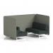 Brixworth 4 Seater Bench Booth With White Legs In Rivet Fabric - Vitreous Panels And Charcoal Sofa SF004059
