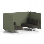Brixworth 4 Seater Bench Booth With White Legs In Main Line Flax Fabric - Monument Panels And Temple Sofa SF004067