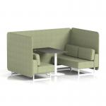 Brixworth 4 Seater Bench Booth With White Legs And Black Table With White Leg In Rivet Fabric - Burnish Panels And Sofa SF004084
