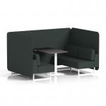 Brixworth 4 Seater Bench Booth With White Legs And Black Table With White Leg In Rivet Fabric - Charcoal Panels And Sofa SF004085