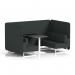 Brixworth 4 Seater Bench Booth With White Legs And Black Table With White Leg In Rivet Fabric - Charcoal Panels And Sofa SF004085