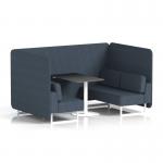 Brixworth 4 Seater Bench Booth With White Legs And Black Table With White Leg In Rivet Fabric - Crucible Panels And Sofa SF004086
