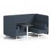 Brixworth 4 Seater Bench Booth With White Legs And Black Table With White Leg In Rivet Fabric - Crucible Panels And Sofa SF004086