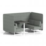 Brixworth 4 Seater Bench Booth With White Legs And Black Table With White Leg In Rivet Fabric - Prime Panels And Sofa SF004088