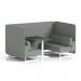 Brixworth 4 Seater Bench Booth With White Legs And Black Table With White Leg In Rivet Fabric - Prime Panels And Sofa SF004088