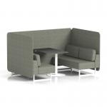 Brixworth 4 Seater Bench Booth With White Legs And Black Table With White Leg In Rivet Fabric - Vitreous Panels And Sofa SF004089