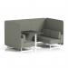 Brixworth 4 Seater Bench Booth With White Legs And Black Table With White Leg In Rivet Fabric - Vitreous Panels And Sofa SF004089