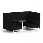 Brixworth 4 Seater Bench Booth With White Legs And Black Table With White Leg In X2 Fabric - Diameter Panels And Sofa SF004092