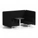 Brixworth 4 Seater Bench Booth With White Legs And Black Table With White Leg In X2 Fabric - Diameter Panels And Sofa SF004092