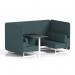 Brixworth 4 Seater Bench Booth With White Legs And Black Table With White Leg In X2 Fabric - Polygon Panels And Sofa SF004094