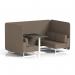 Brixworth 4 Seater Bench Booth With White Legs And Black Table With White Leg In X2 Fabric - Theory Panels And Sofa SF004095