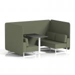 Brixworth 4 Seater Bench Booth With White Legs And Black Table With White Leg In Main Line Flax Fabric - Monument Panels And Sofa SF004097