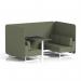 Brixworth 4 Seater Bench Booth With White Legs And Black Table With White Leg In Main Line Flax Fabric - Monument Panels And Sofa SF004097