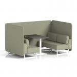 Brixworth 4 Seater Bench Booth With White Legs And Black Table With White Leg In Main Line Flax Fabric - Newbury Panels And Sofa SF004098