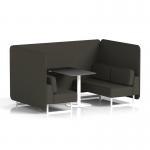 Brixworth 4 Seater Bench Booth With White Legs And Black Table With White Leg In Main Line Flax Fabric - Temple Panels And Sofa SF004099