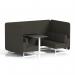 Brixworth 4 Seater Bench Booth With White Legs And Black Table With White Leg In Main Line Flax Fabric - Temple Panels And Sofa SF004099