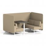 Brixworth 4 Seater Bench Booth With White Legs And Black Table With White Leg In Main Line Flax Fabric - Upminster Panels And Sofa SF004100