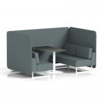 Brixworth 4 Seater Bench Booth With White Legs And Black Table With White Leg In Main Line Flax Fabric - Westminster Panels And Sofa SF004101