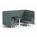 Brixworth 4 Seater Bench Booth With White Legs And Black Table With White Leg In Main Line Flax Fabric - Westminster Panels And Sofa SF004101