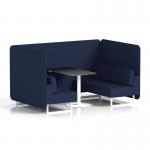 Brixworth 4 Seater Bench Booth With White Legs And Black Table With White Leg In Synergy Fabric - Alike Panels And Sofa SF004103