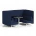 Brixworth 4 Seater Bench Booth With White Legs And Black Table With White Leg In Synergy Fabric - Alike Panels And Sofa SF004103