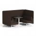 Brixworth 4 Seater Bench Booth With White Legs And Black Table With White Leg In Synergy Fabric - Wed Panels And Sofa SF004107