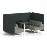 Brixworth 4 Seater Bench Booth With White Legs And Black Table With White Leg In Rivet Fabric - Charcoal Panels And Vitreous Sofa SF004115