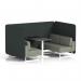 Brixworth 4 Seater Bench Booth With White Legs And Black Table With White Leg In Rivet Fabric - Charcoal Panels And Vitreous Sofa SF004115
