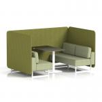 Brixworth 4 Seater Bench Booth With White Legs And Black Table With White Leg In Rivet Fabric - Olive Panels And Burnish Sofa SF004117