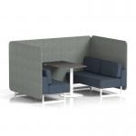 Brixworth 4 Seater Bench Booth With White Legs And Black Table With White Leg In Rivet Fabric - Prime Panels And Crucible Sofa SF004118