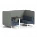 Brixworth 4 Seater Bench Booth With White Legs And Black Table With White Leg In Rivet Fabric - Prime Panels And Crucible Sofa SF004118