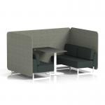 Brixworth 4 Seater Bench Booth With White Legs And Black Table With White Leg In Rivet Fabric - Vitreous Panels And Charcoal Sofa SF004119