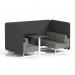 Brixworth 4 Seater Bench Booth With White Legs And Black Table With White Leg In X2 Fabric - Arithmetic Panels And Number Sofa SF004120