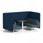 Brixworth 4 Seater Bench Booth With White Legs And Black Table With White Leg In X2 Fabric - Calculus Panels And Polygon Sofa SF004121