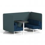 Brixworth 4 Seater Bench Booth With White Legs And Black Table With White Leg In X2 Fabric - Polygon Panels And Calculus Sofa SF004124