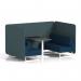 Brixworth 4 Seater Bench Booth With White Legs And Black Table With White Leg In X2 Fabric - Polygon Panels And Calculus Sofa SF004124