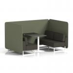 Brixworth 4 Seater Bench Booth With White Legs And Black Table With White Leg In Main Line Flax Fabric - Monument Panels And Temple Sofa SF004127