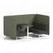 Brixworth 4 Seater Bench Booth With White Legs And Black Table With White Leg In Main Line Flax Fabric - Monument Panels And Temple Sofa SF004127