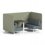Brixworth 4 Seater Bench Booth With White Legs And Black Table With White Leg In Main Line Flax Fabric - Newbury Panels And Westminster Sofa SF004128