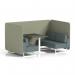 Brixworth 4 Seater Bench Booth With White Legs And Black Table With White Leg In Main Line Flax Fabric - Newbury Panels And Westminster Sofa SF004128