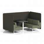 Brixworth 4 Seater Bench Booth With White Legs And Black Table With White Leg In Main Line Flax Fabric - Temple Panels And Monument Sofa SF004129